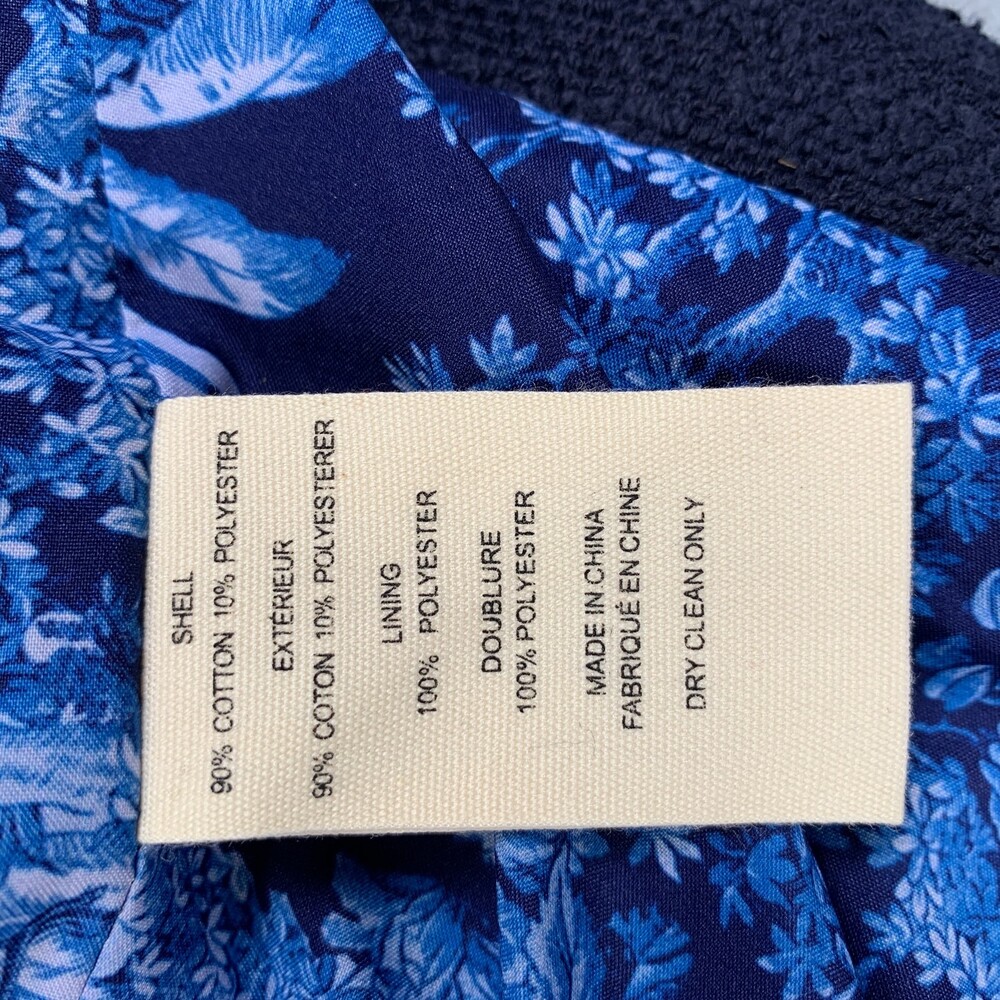 L'AGENCE Navy Tweed Blazer Jacket Women's Size 4 Blue Floral Lining - Picture 8 of 12